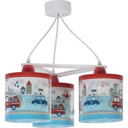 Dalber D-60614 - Lampadario per bambini POLICE 3xE27/60W/230V