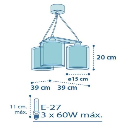 Dalber D-60614 - Lampadario per bambini POLICE 3xE27/60W/230V