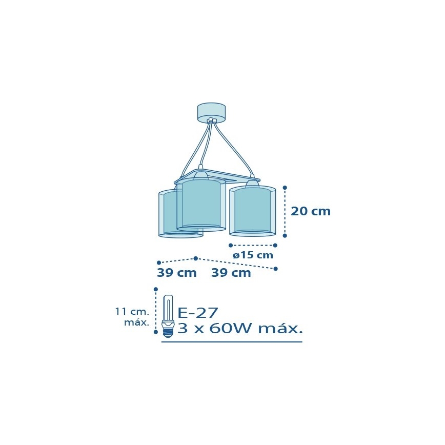 Dalber D-60614 - Lampadario per bambini POLICE 3xE27/60W/230V