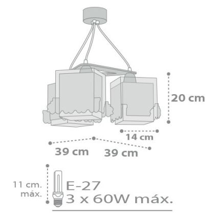 Dalber D-63534 - Lampadario per bambini TRAIN 3xE27/60W/230V