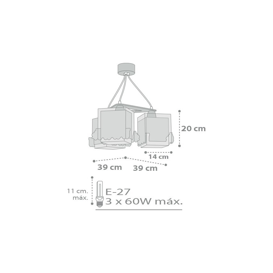 Dalber D-63534 - Lampadario per bambini TRAIN 3xE27/60W/230V