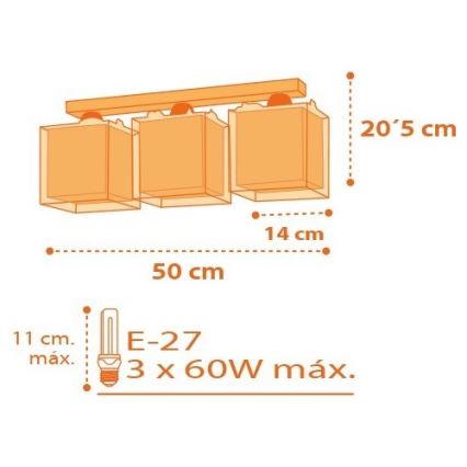 Dalber D-73453 - Plafoniera per bambini DINOS 3xE27/60W/230V