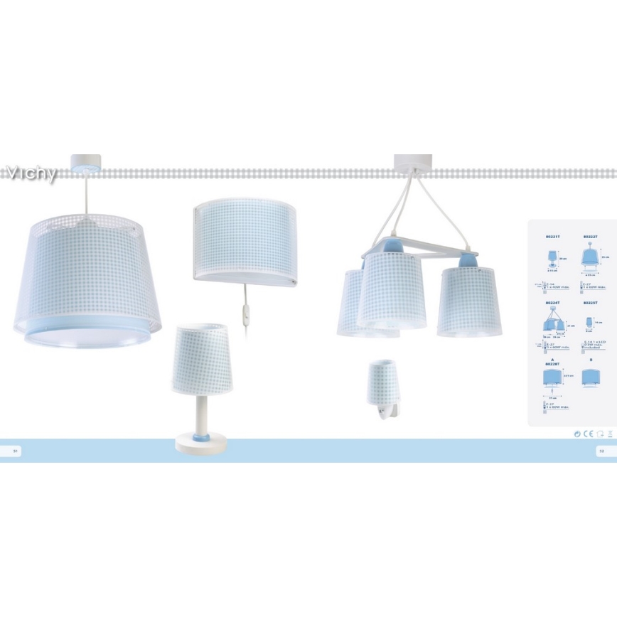 Dalber D-80228T - Applique per bambini VICHY 1xE27/60W/230V