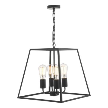 Där Lighting ACA8622 - Lampadario a sospensione ACADEMY con catena 4xE27/60W/230V nero