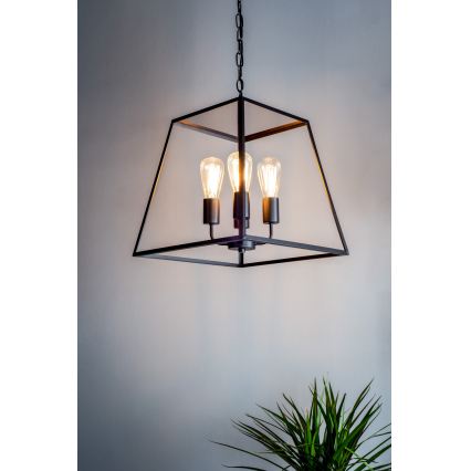 Där Lighting ACA8622 - Lampadario a sospensione ACADEMY con catena 4xE27/60W/230V nero