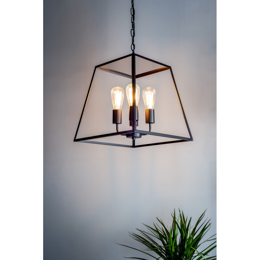 Där Lighting ACA8622 - Lampadario a sospensione ACADEMY con catena 4xE27/60W/230V nero