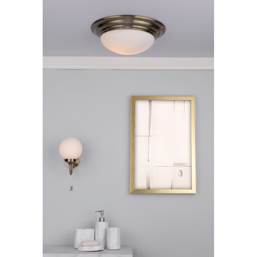 Där Lighting BAR5075 - Plafoniera da bagno BARCLAY 1xE27/60W/230V Ø 38 cm ottone