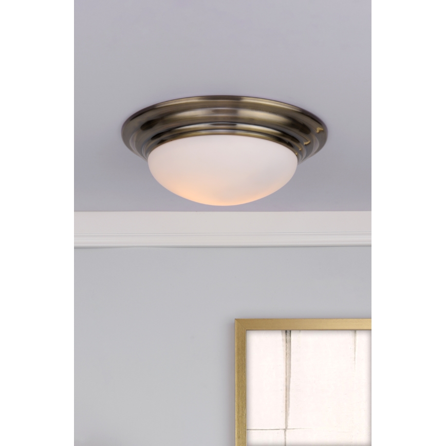 Där Lighting BAR5075 - Plafoniera da bagno BARCLAY 1xE27/60W/230V Ø 38 cm ottone