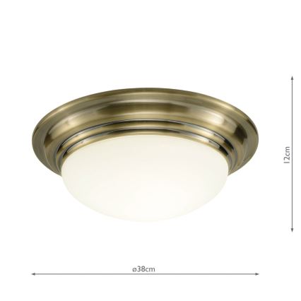 Där Lighting BAR5075 - Plafoniera da bagno BARCLAY 1xE27/60W/230V Ø 38 cm ottone