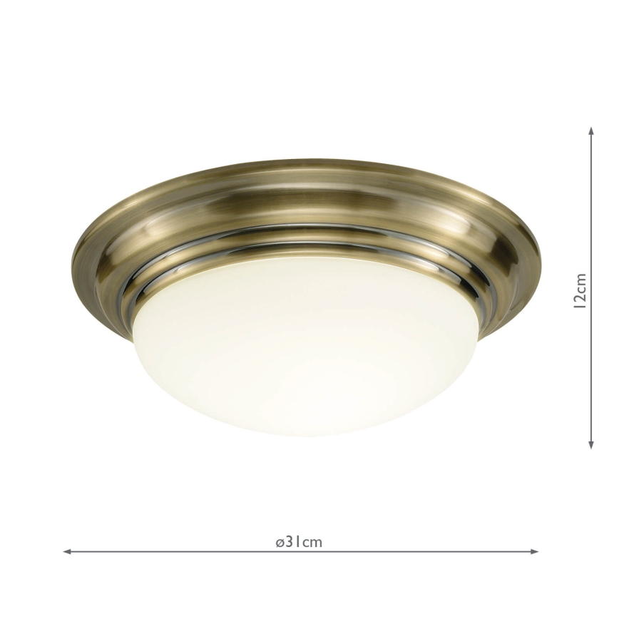 Där Lighting BAR5275 - Plafoniera da bagno BARCLAY 1xE27/60W/230V Ø 31 cm ottone