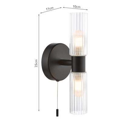 Där Lighting BOL0922 - Applique da bagno BOLTON 2xG9/5W/230V IP44 nera