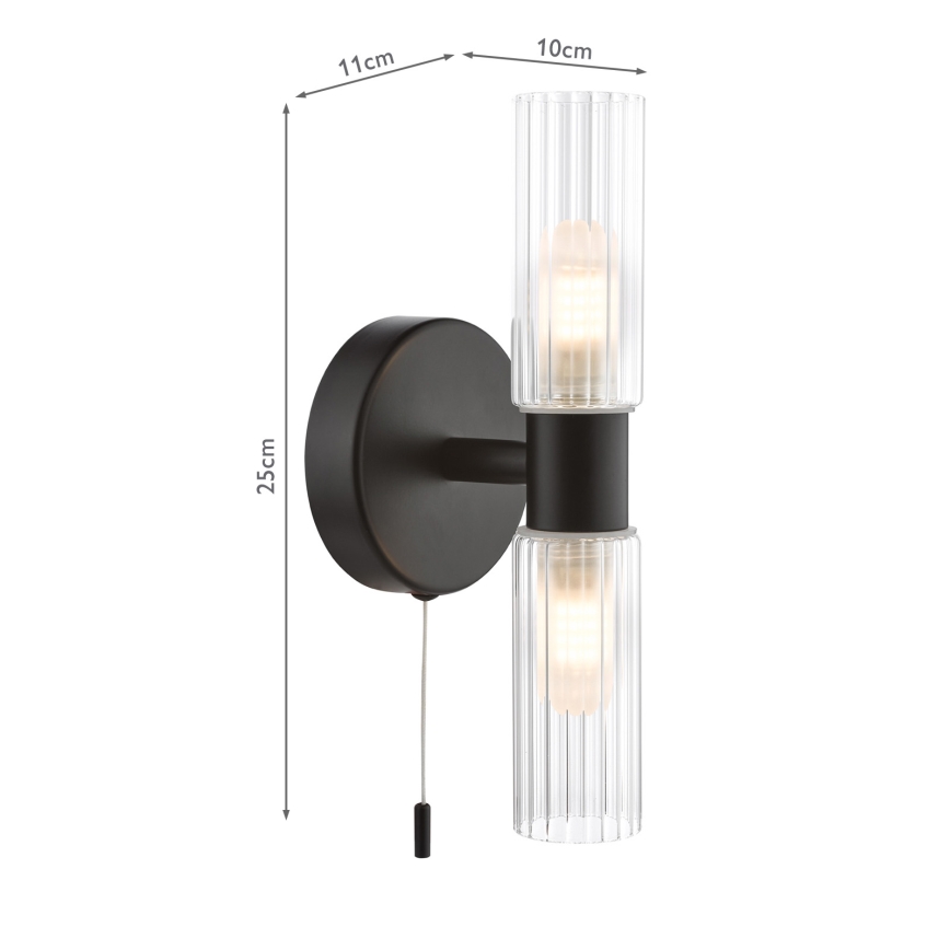 Där Lighting BOL0922 - Applique da bagno BOLTON 2xG9/5W/230V IP44 nera