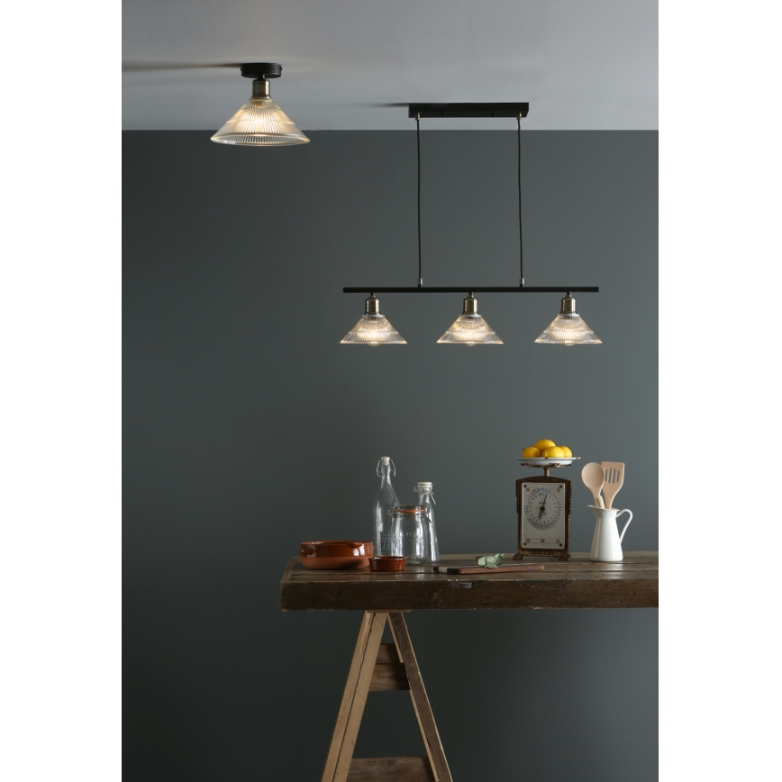 Där Lighting BOY0175 - Lampada da soffitto BOYD 1xE27/60W/230V Ø 25 cm ottone/trasparente