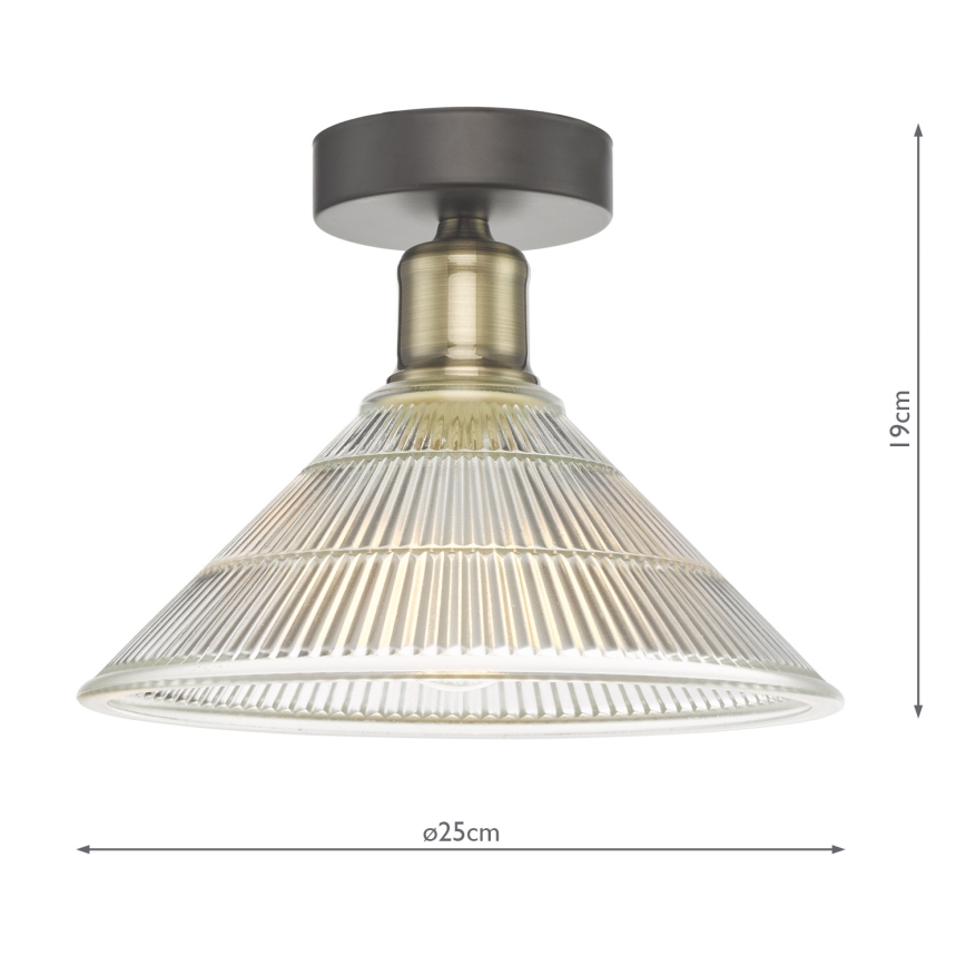 Där Lighting BOY0175 - Lampada da soffitto BOYD 1xE27/60W/230V Ø 25 cm ottone/trasparente