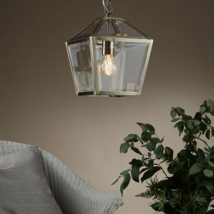 Där Lighting CHU0175 - Lampadario a catena CHURCHILL 1xE27/60W/230V ottone