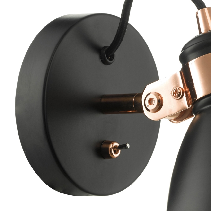 Där Lighting FRE0722 - Faretto da parete FREDERICK 1xE14/40W/230V nero