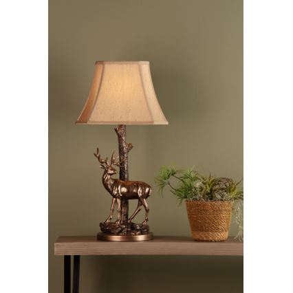 Där Lighting GUL5545-X - Lampada da tavolo GULLIVER 1xE27/60W/230V beige/bronzo