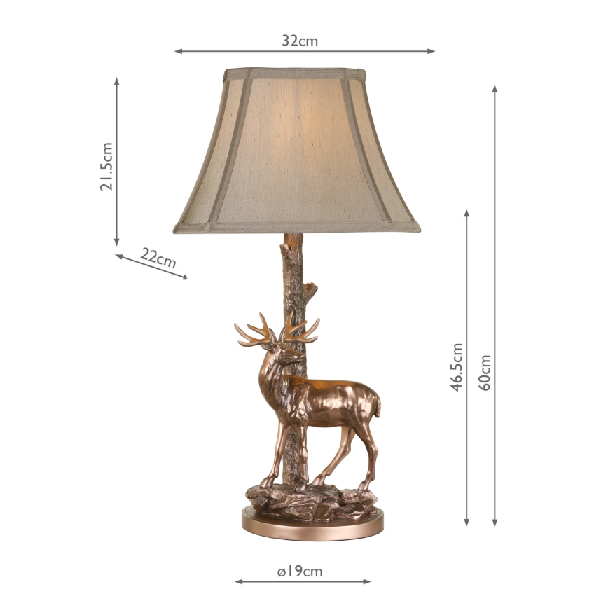 Där Lighting GUL5545-X - Lampada da tavolo GULLIVER 1xE27/60W/230V beige/bronzo