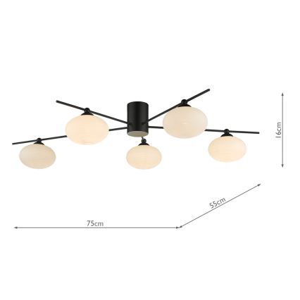 Där Lighting JAS5422 - Lampadario da soffitto a montaggio superficiale JASPER 5xG9/25W/230V nero