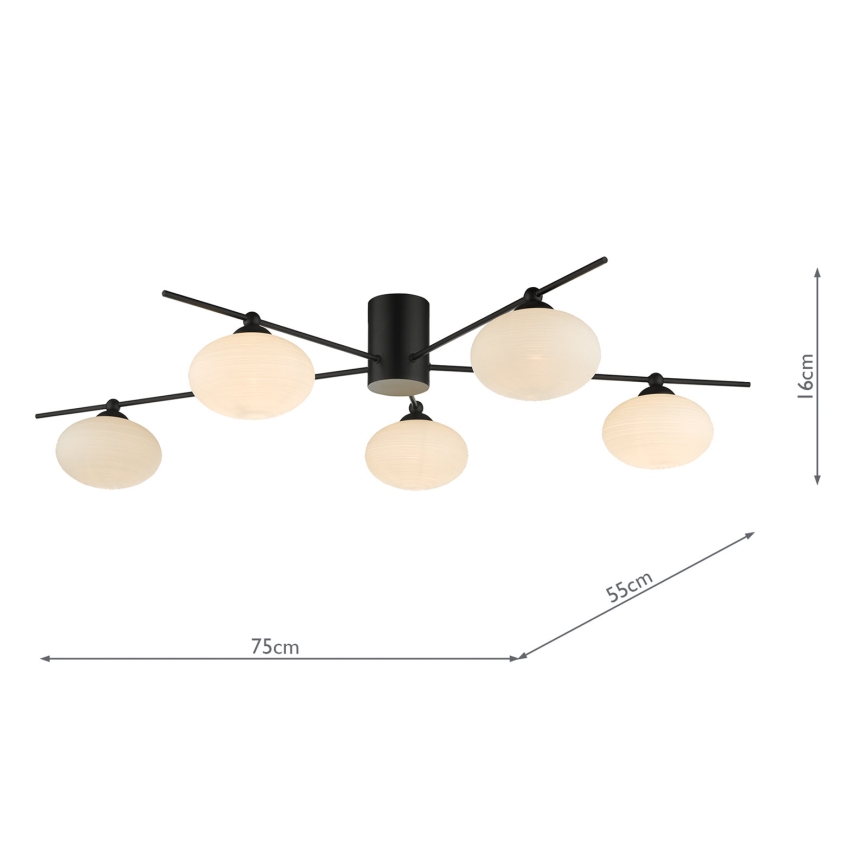Där Lighting JAS5422 - Lampadario da soffitto a montaggio superficiale JASPER 5xG9/25W/230V nero