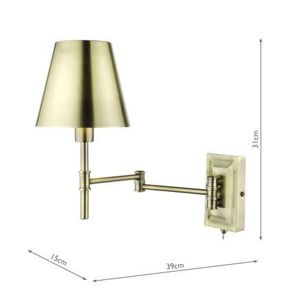 Där Lighting KEN0775 - Lampada da parete flessibile KENSINGTON 1xE14/25W/230V ottone