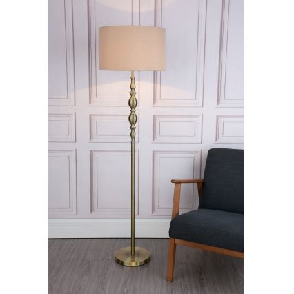 Där Lighting MAD4975 - Lampada da terra MADRID 1xE27/60W/230V marrone/ottone