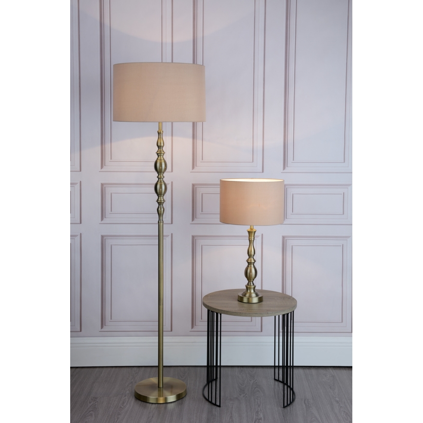 Där Lighting MAD4975 - Lampada da terra MADRID 1xE27/60W/230V marrone/ottone