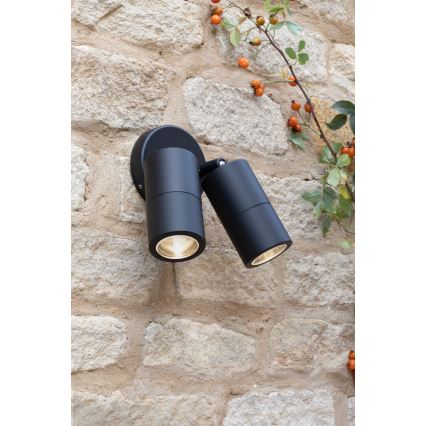 Där Lighting ORT0922 - faretto da parete a LED per esterni ORTEGA 2xGU10/5W/230V IP65 nero