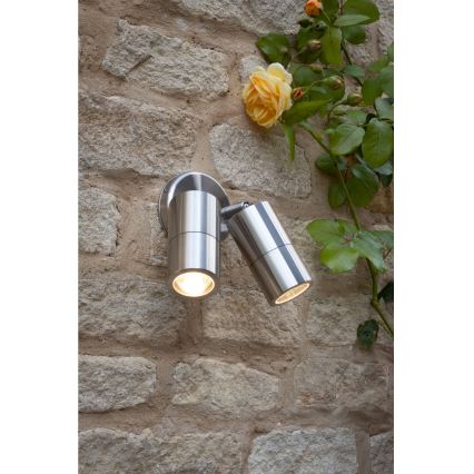 Där Lighting ORT0968 - Faretto da parete LED per esterni ORTEGA 2xGU10/5W/230V IP65 cromo lucido