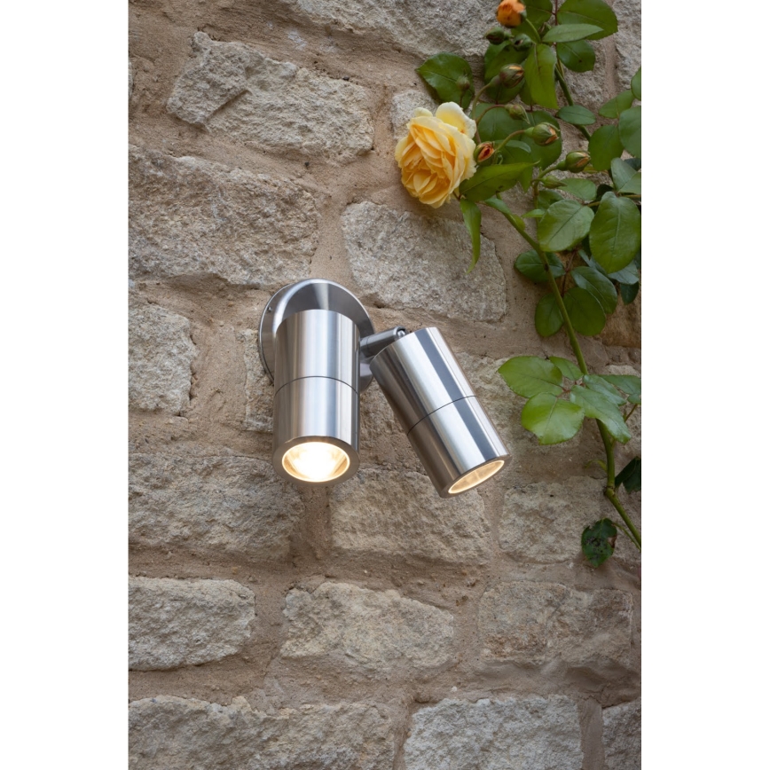 Där Lighting ORT0968 - Faretto da parete LED per esterni ORTEGA 2xGU10/5W/230V IP65 cromo lucido