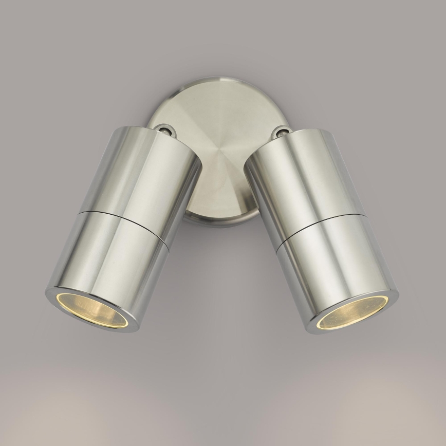 Där Lighting ORT0968 - Faretto da parete LED per esterni ORTEGA 2xGU10/5W/230V IP65 cromo lucido