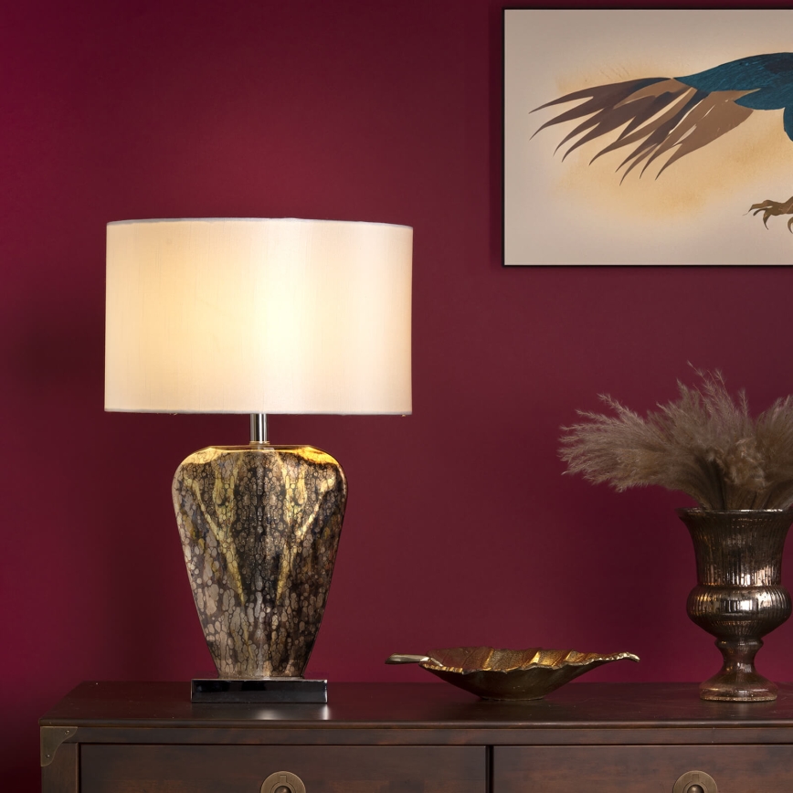 Där Lighting SYR4235 - Lampada da tavolo SYRACUSE 1xE27/60W/230V cromo lucido/crema