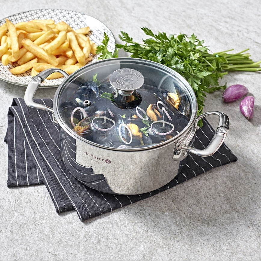 De Buyer 3427.24 - Pentola con coperchio MILADY 24 cm in acciaio inox