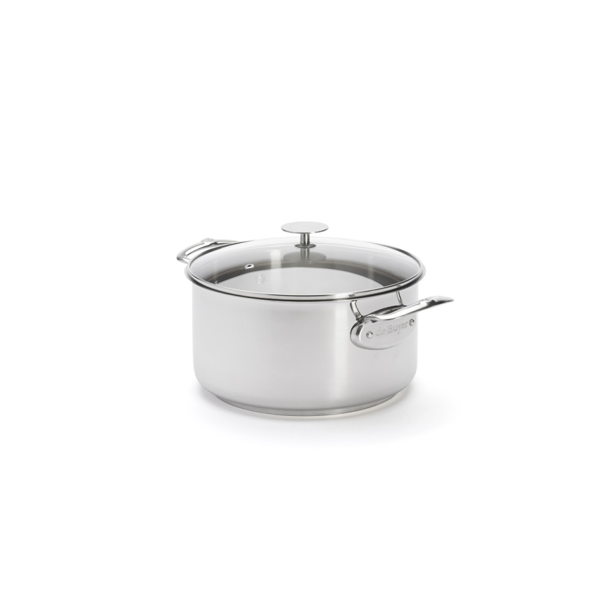 De Buyer 3427.24 - Pentola con coperchio MILADY 24 cm in acciaio inox