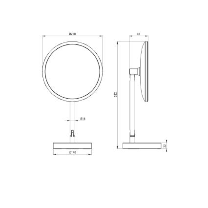 Deante ADI_Z812 - Specchio cosmetico da bagno ricaricabile SILIA LED/5V 5000 mAh 2700-6500K IP44
