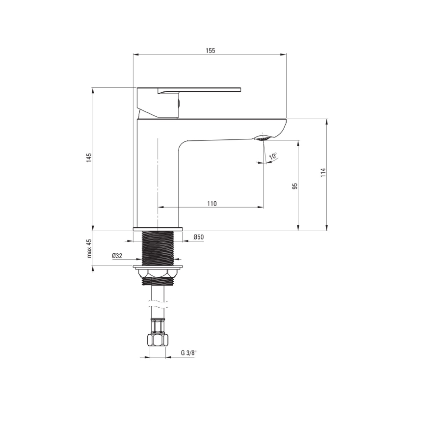 Deante BGA_020M - Miscelatore per lavabo ALPINIA cromo lucido