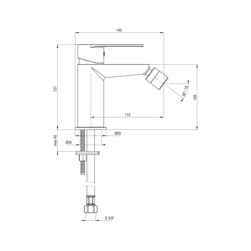 Deante BGA_030M - Miscelatore per bidet ALPINIA, cromo lucido