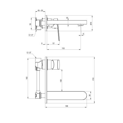 Deante BGA_054L - Miscelatore per lavabo da incasso ALPINIA cromo lucido