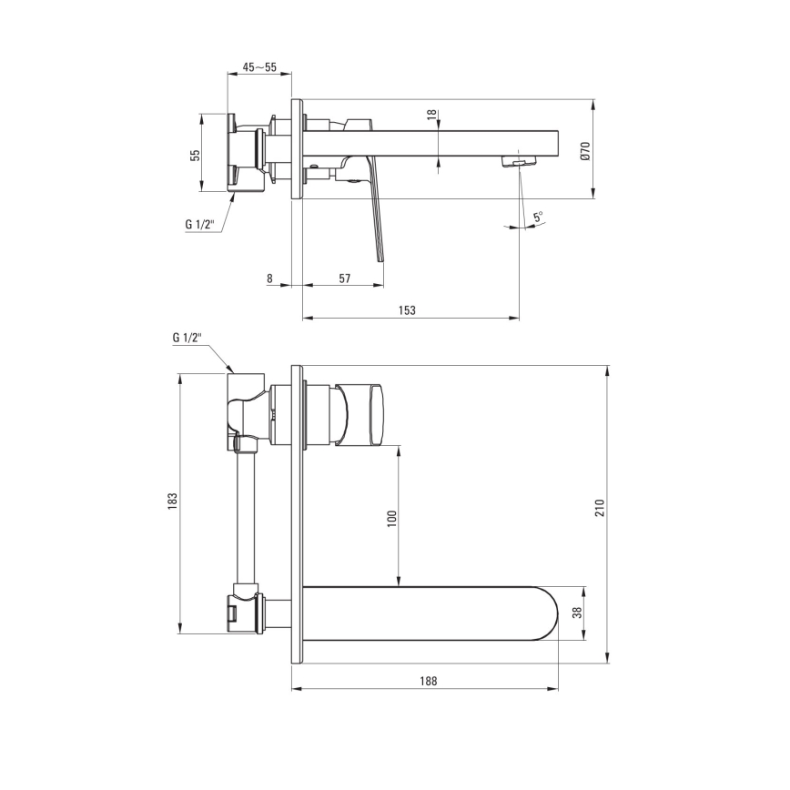 Deante BGA_054L - Miscelatore per lavabo da incasso ALPINIA cromo lucido