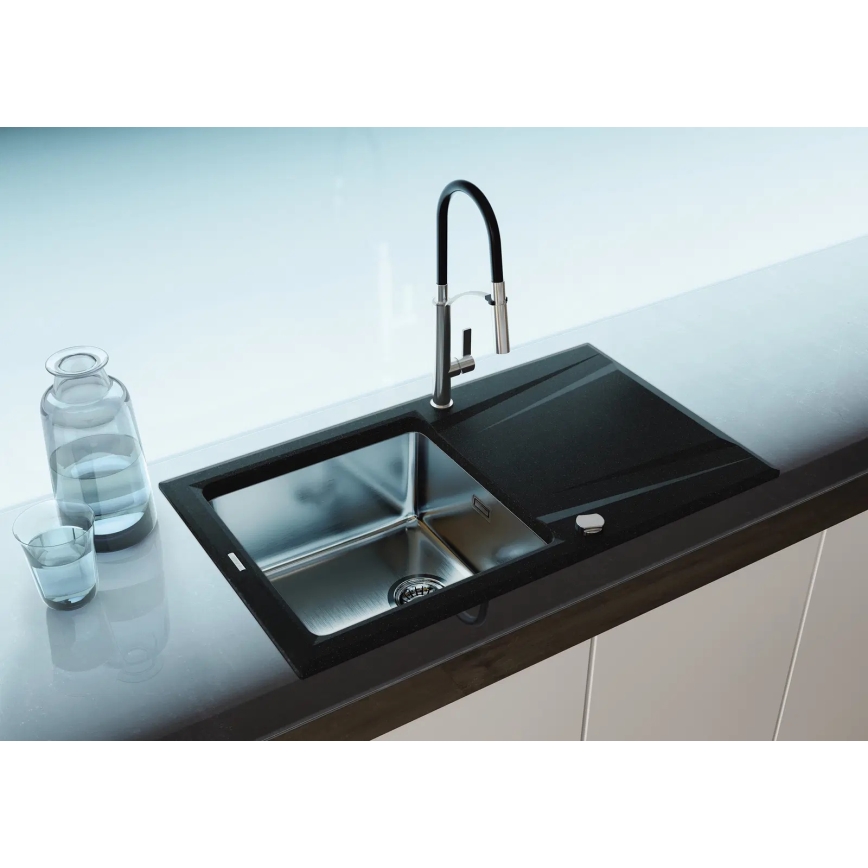 Deante BGB_B720 - Rubinetto per lavello con braccio flessible GERBERA nero/cromo