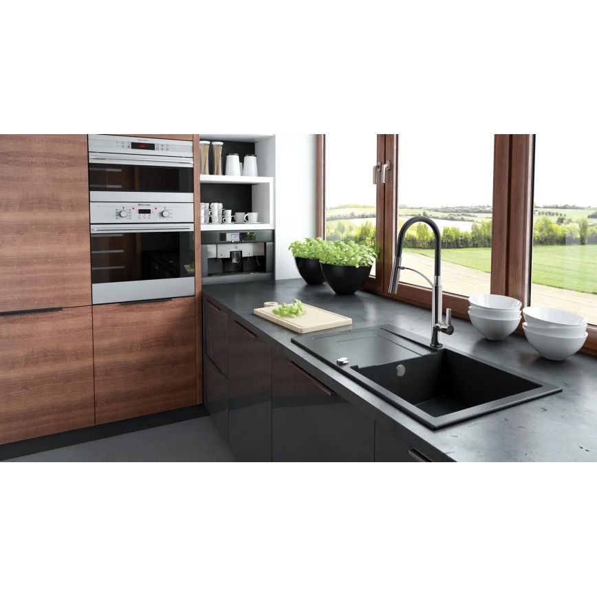 Deante BGB_B720 - Rubinetto per lavello con braccio flessible GERBERA nero/cromo