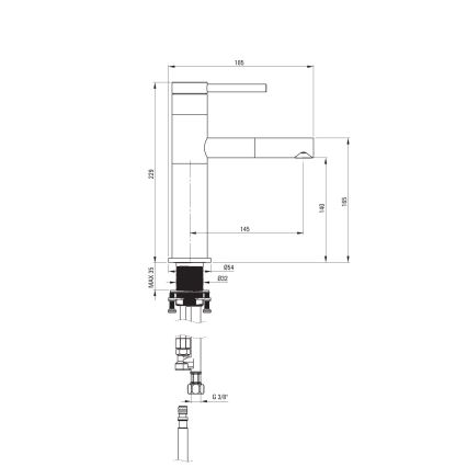Deante BGE_D22M - Miscelatore per lavabo con doccetta estraibile ORA 22,9 cm titanio