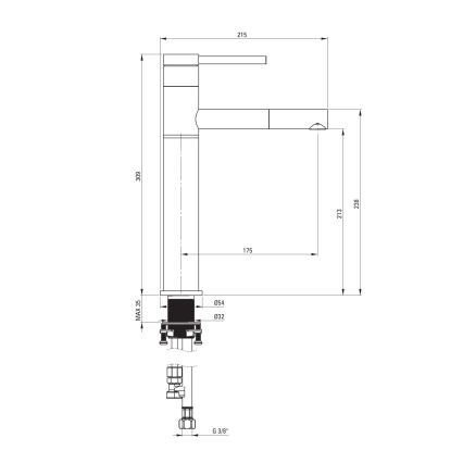 Deante BGE_N22K - Miscelatore per lavabo con doccetta estraibile ORA 30,9 cm, nero