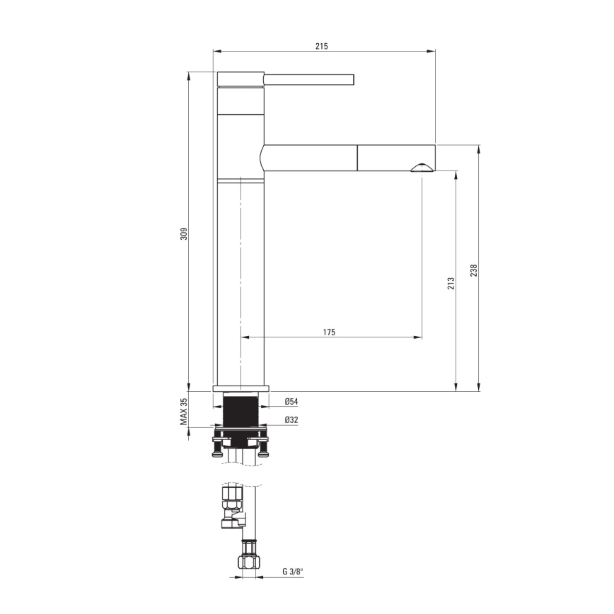 Deante BGE_N22K - Miscelatore per lavabo con doccetta estraibile ORA 30,9 cm, nero