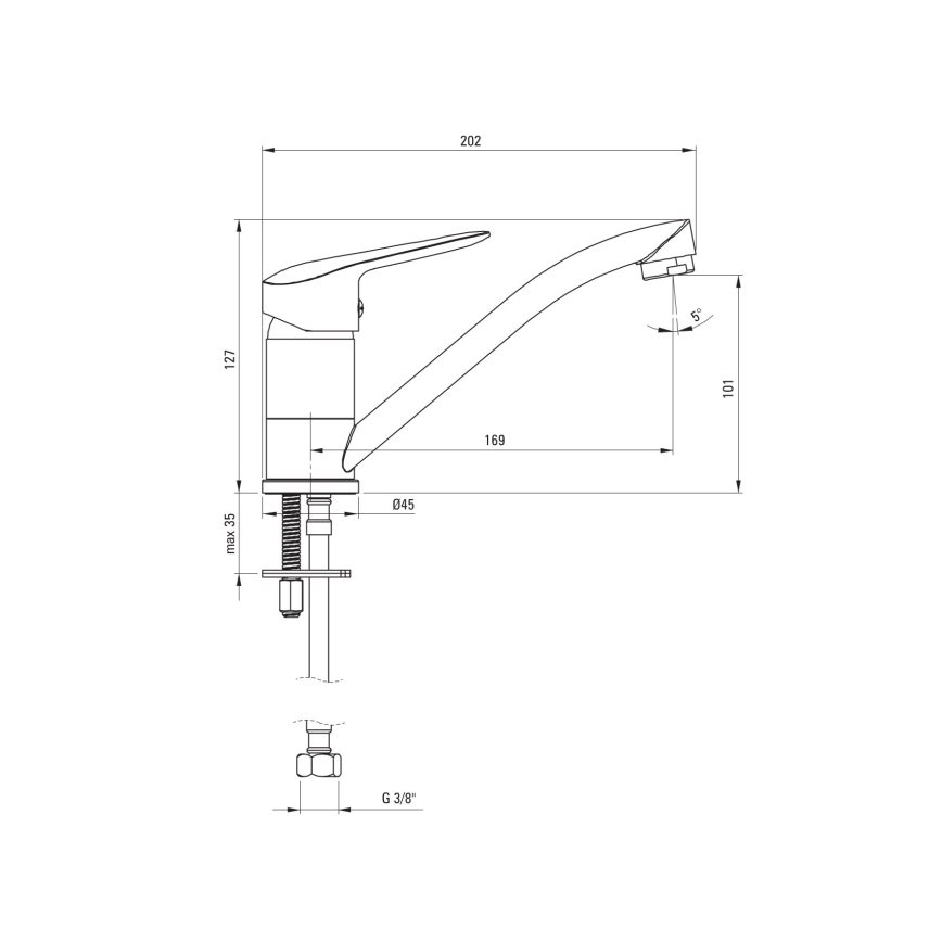 Deante BMO_N26M - Miscelatore per lavabo BORO 12,7 cm nero