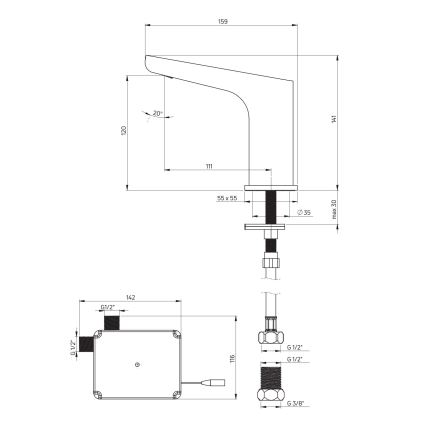 Deante BQH_N28R - Rubinetto touchless per lavabo HIACYNT 4xAA nero