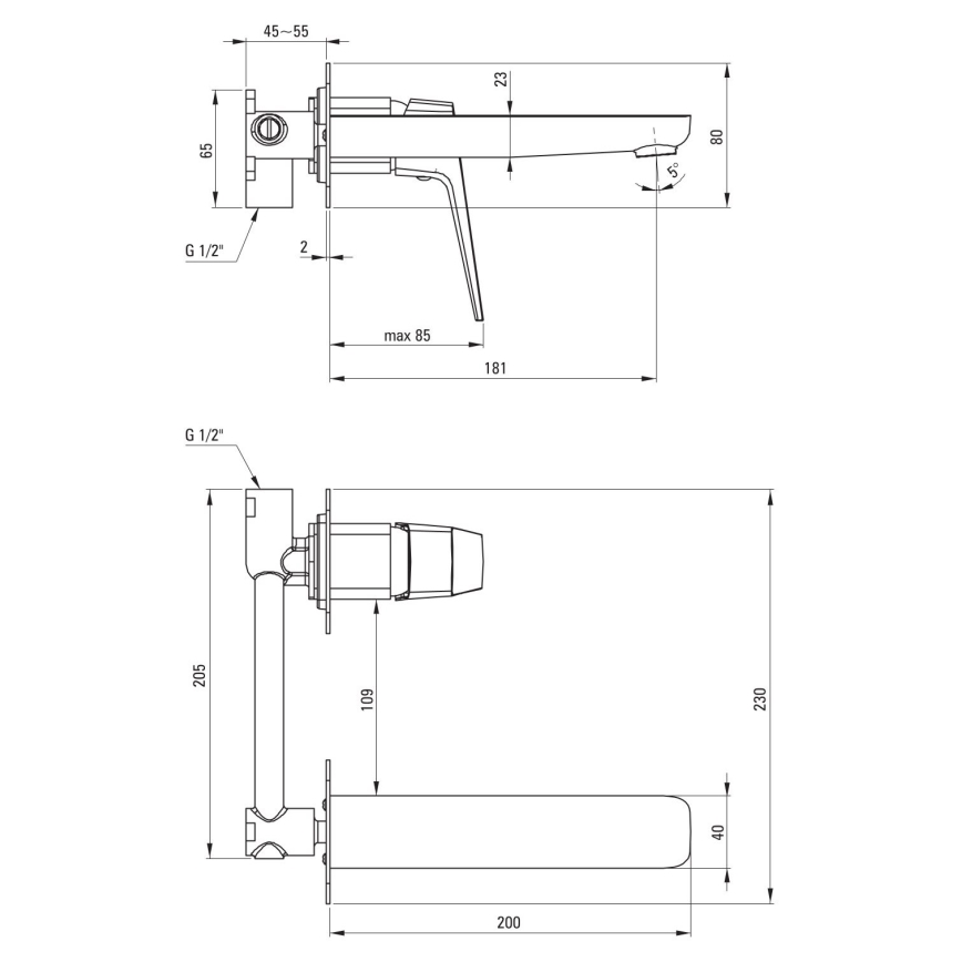 Deante BQL_054L - Miscelatore per lavabo da incasso BLUR, cromo lucido