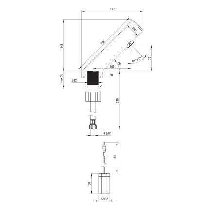 Deante BQR_P28R - Rubinetto touchless per lavabo SENSE 4xAA acciaio lucido