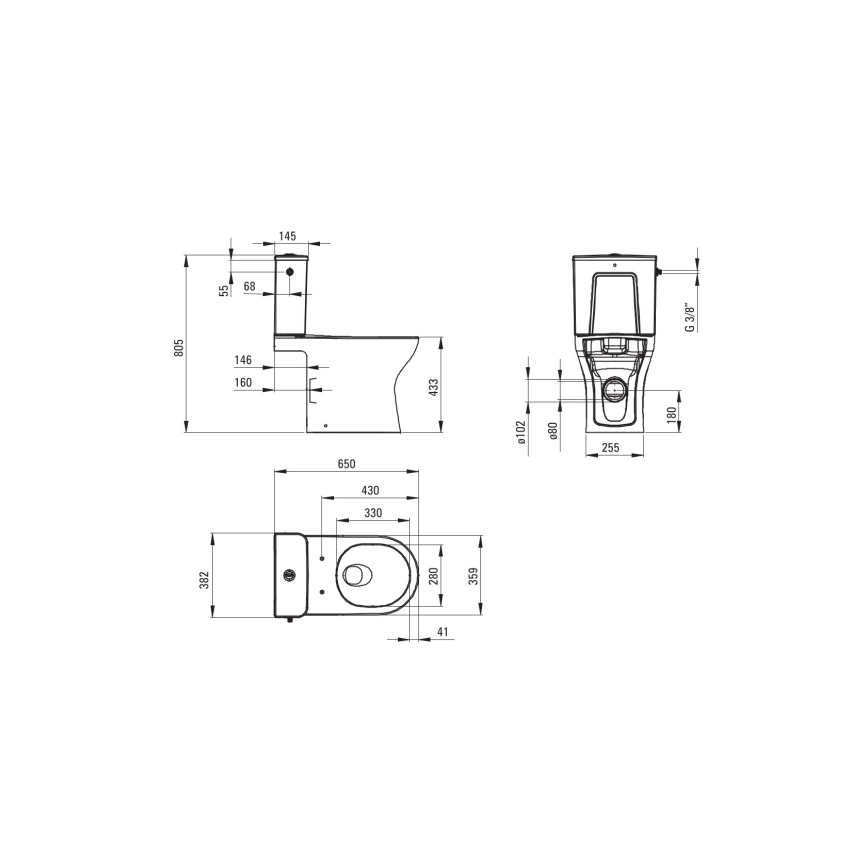 Deante CDJD6RPS - Floor-standing toilet con un toilet seat JASMIN ceramiche/bianco