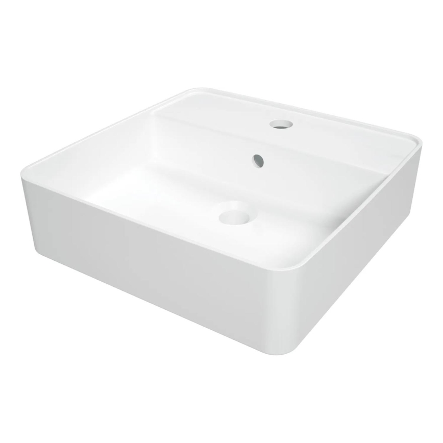 Deante CGS_6U4B - Lavabo da appoggio con foro per rubinetto SQUARE 42x42 cm ceramica/bianco